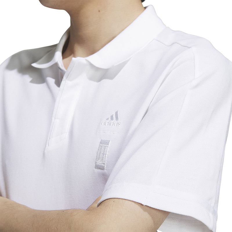 adidas 武极系列 纯色品牌Logo图案运动Polo衫 男款 白色 IA8108
