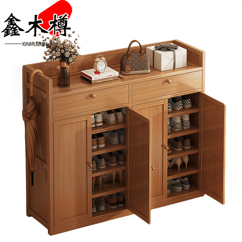 鑫木樽鞋柜120*32*107cm个高清大图