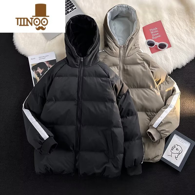 YANXU冬季羽绒棉服外套男痞风宽松保暖学生面包服连帽棉袄休闲棉衣高清大图