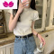 七斓韩版修身圆领纯色正肩t恤女2023年春季新款女装短袖百搭气质上衣
