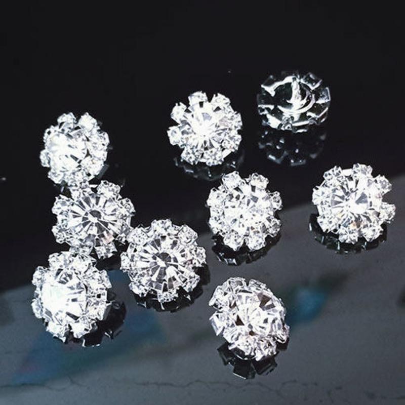1厘米扣子纽扣金属水钻扣手缝扣镶钻扣钻石扣衬衫礼服扣婚纱扣银色