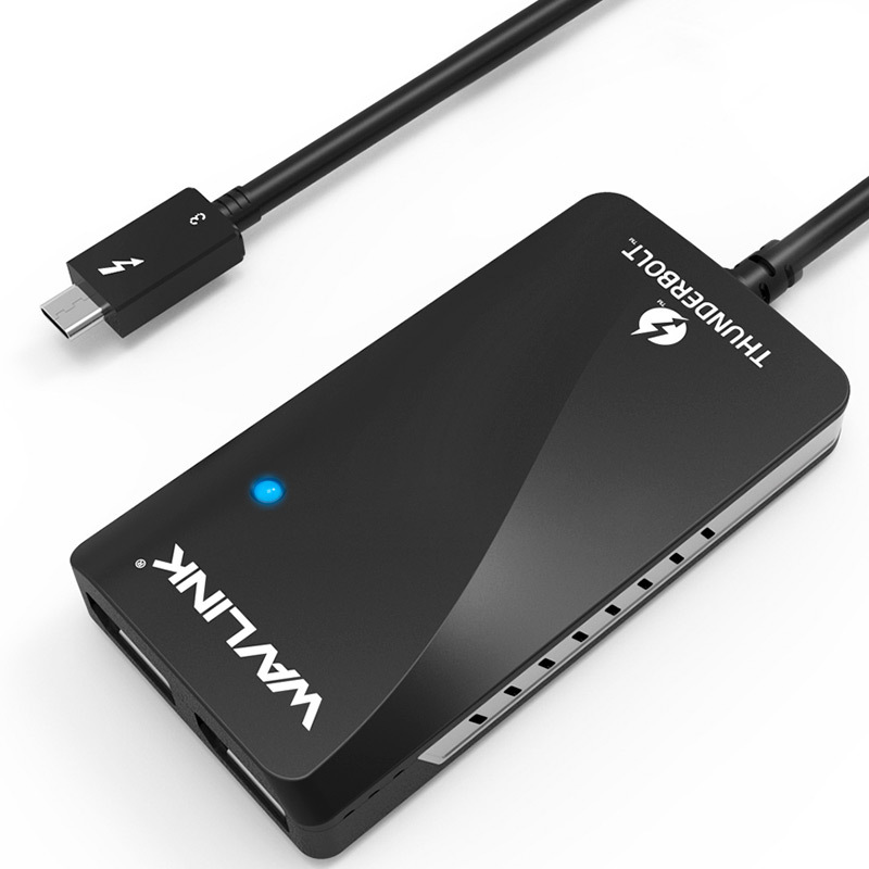 睿因(Wavlink)WS-UTA01D 雷电3转双DP转换器4K/5k分屏器高清扩屏thunderbolt3接口扩展坞