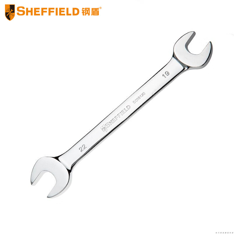 钢盾(SHEFFIELD) S018120 公制精抛光双开口扳手19×22mm【家用】
