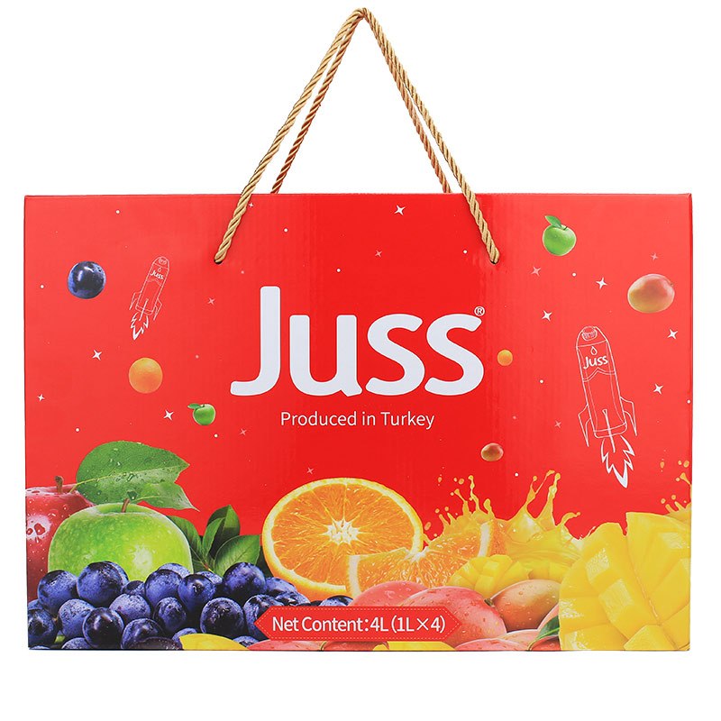 JUSS圣可果汁饮料1L*4瓶礼盒装土耳其进口樱桃汁草莓汁葡萄汁芒果汁4口味 酸甜可口大容量聚餐备用送礼选择