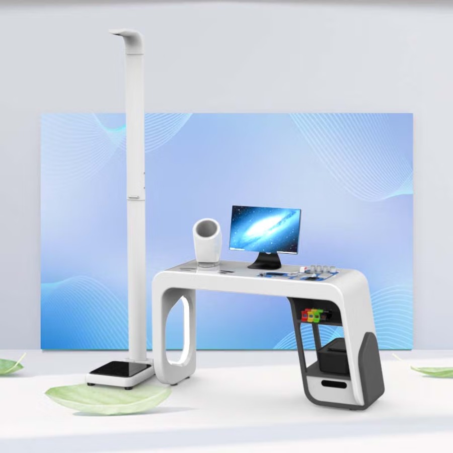 自助终端智能健康体检机 乐佳利康HW-V2000型触屏式语音动画引导身高体重血压脂肪体检一体机 HW-V2000型