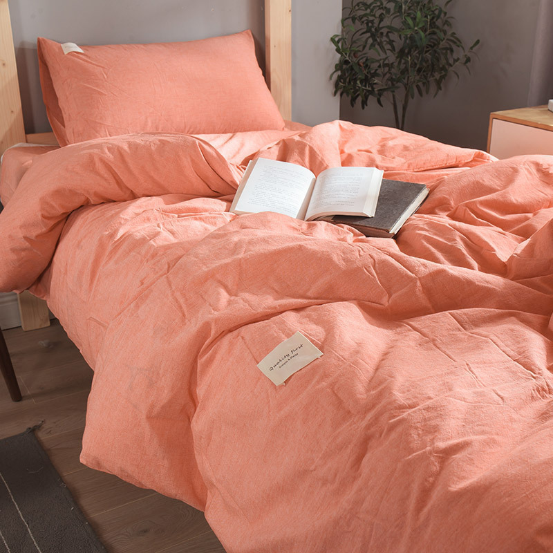 美帮汇大学宿舍单人床三件套床单学生 少女夏季被子全套装六件套灰色 巴西桔 学生宿舍三件套【被套适合150*200被芯】