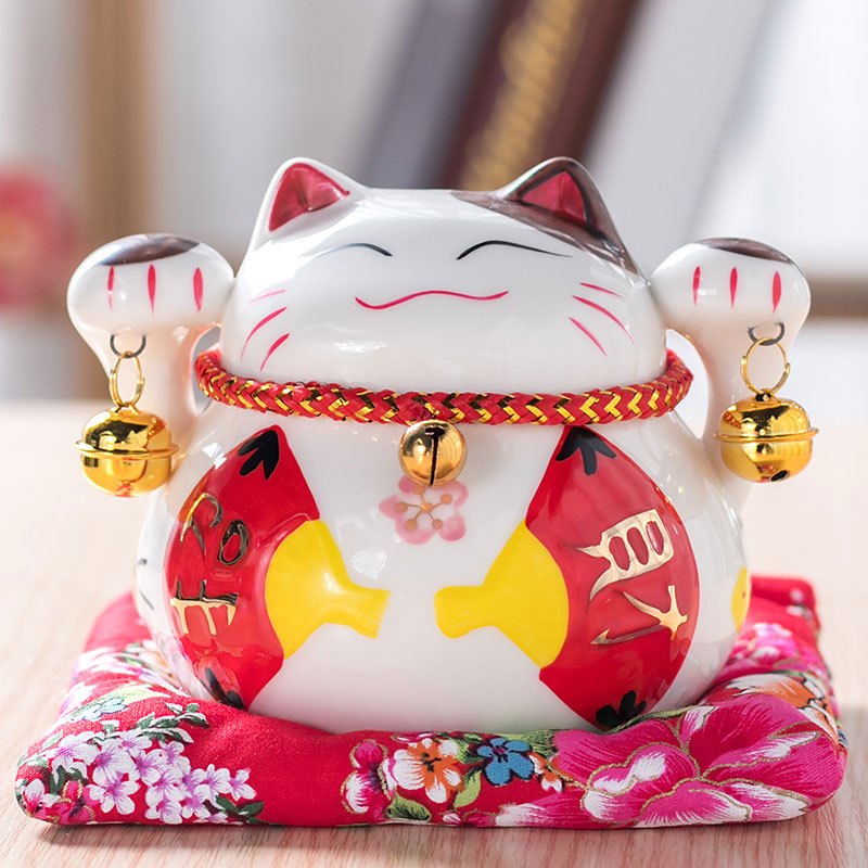 猫存钱罐家用摆件开业客厅小号储蓄收银台创意陶瓷日本发财猫 三维工匠 4.5小粉猫猫高清大图