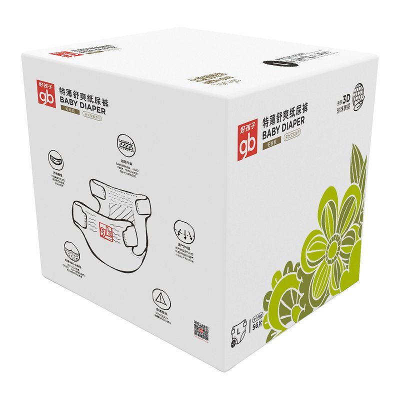 gb好孩子男女宝宝特薄舒爽纸尿裤婴儿舒适透气纸尿裤铂金装L56片*2