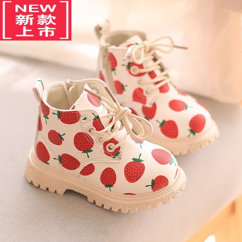 可莉允女童靴子新款春秋季儿童皮鞋公主鞋小童短靴宝宝马丁靴1-3岁低筒图片