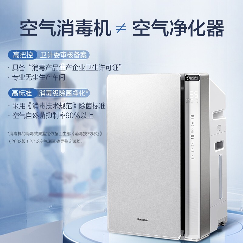 松下家用空气净化器F-PXH55C 51-60㎡大空间除苯 PM2.5数字显示 多层过滤网低噪低噪13.2kg轻巧设计宠高清大图