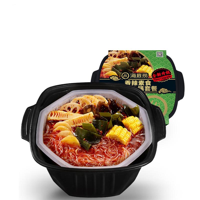 海底捞香辣素食自煮火锅400g*2+海底捞藤椒味什锦蔬菜自煮火锅410g*2高清大图