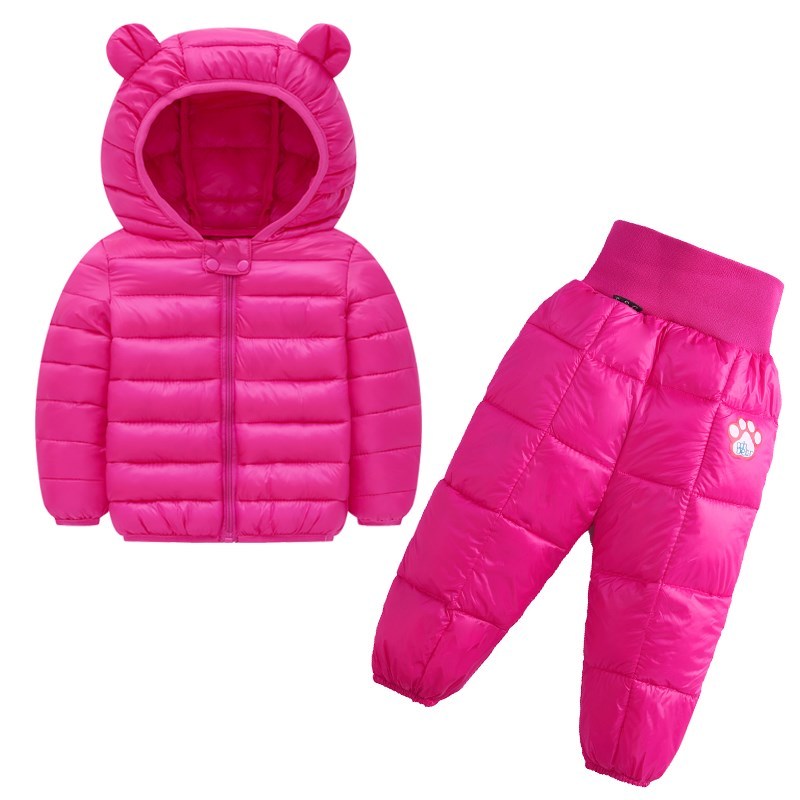 huayangtu儿童棉衣棉裤套装秋冬装宝宝衣服女童小男孩外套1一岁半2到3