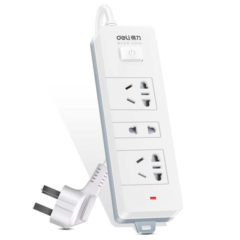 得力(deli) 18273 新国标安全插座插排儿童保护门3位2米白色(单位:只)