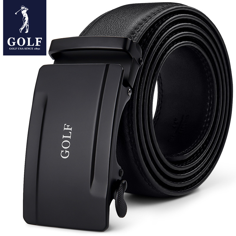 高尔夫GOLF男士自动扣皮带耐磨头层牛皮腰带商务休闲潮流时尚裤带男款