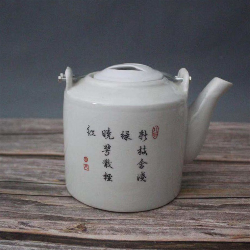 美帮汇清光绪粉彩菊花桥梁壶景德镇仿古陶瓷家居装饰摆件做旧收藏家用高清大图