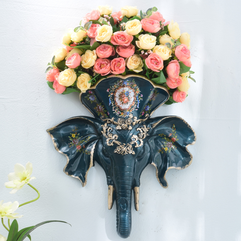 纤竹舞 Qian Zhu Wu 壁饰c欧式复古宫廷吉祥象头壁饰艺术动物花插墙壁装饰品样品房软装墙挂 价格图片品牌报价 苏宁易购纤竹舞生活旗舰店