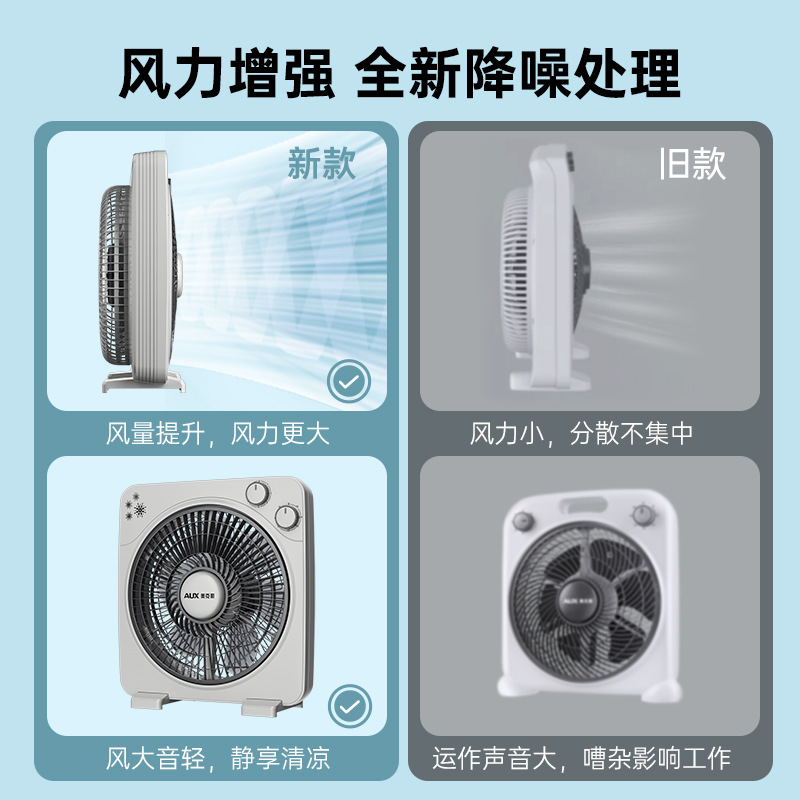 奥克斯转页扇家用鸿运扇风大音轻三档调节台扇定时宿舍桌面风扇 12寸机械款无定时高清大图