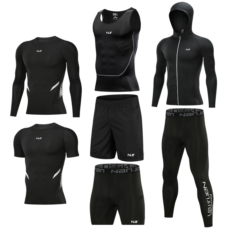 南极人健身衣服男跑步装备运动游泳套装透气速干高弹紧身衣晨跑服