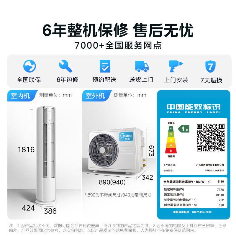 美的(Midea)空调酷省电二代Pro大3匹立式柜机新一级能效变频冷暖客厅家用智能空调官方正品KFR-72LW/KS2P图片