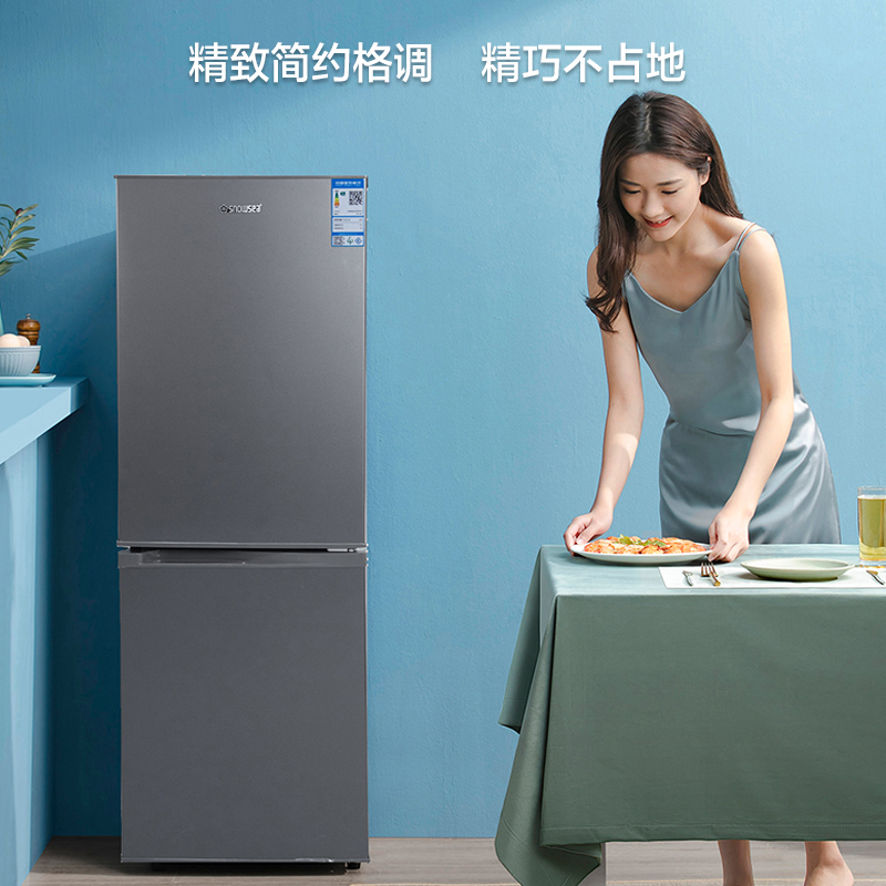 香雪海 小冰箱 家用小型双门冰箱 一级能效电冰箱 节能冷藏冷冻 租房 宿舍冰箱 206天际灰高清大图