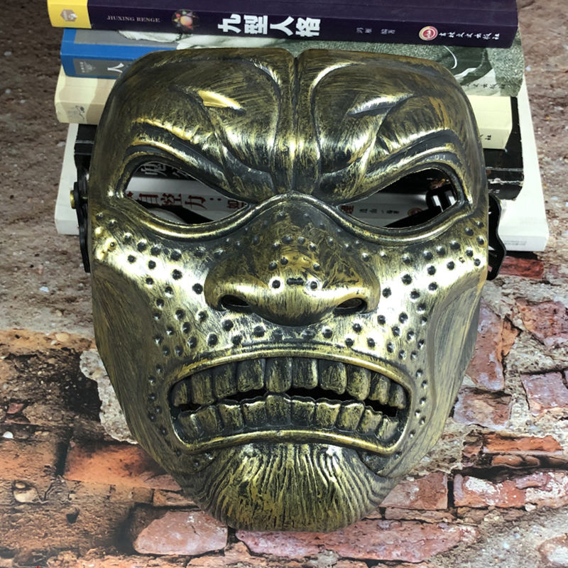 成人恐怖吓人全脸头套万圣节面具化装舞会舞台表演道具批发 斯巴达金
