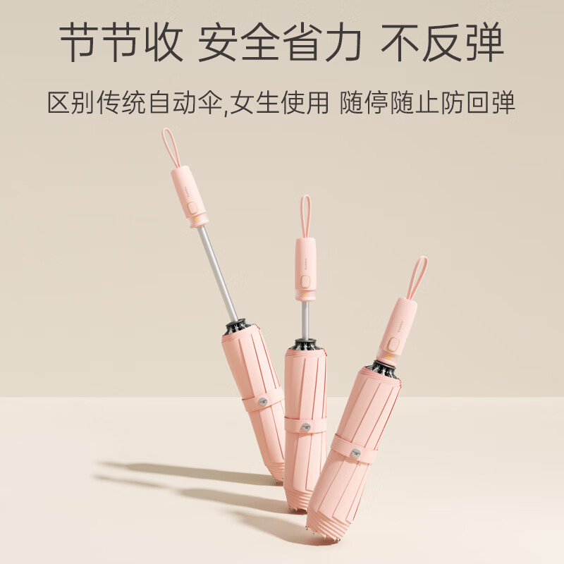 左都 ZD149安全式透明圈反向防晒伞 黑胶防晒 米咖色高清大图