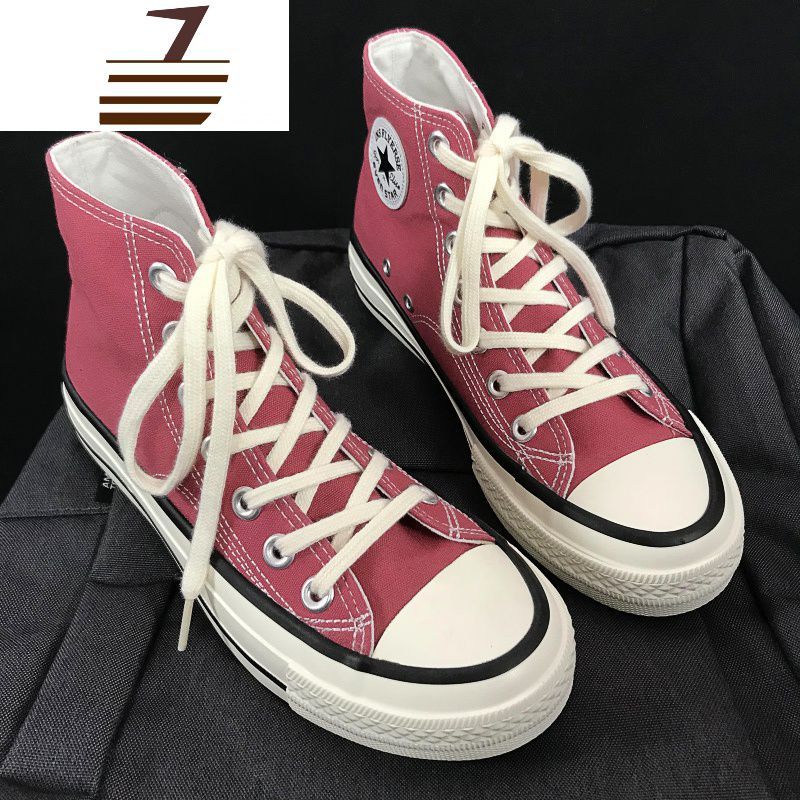 尗卡1970s经典款学生情侣帆布鞋豆沙色男女高帮韩版ulzzang潮街拍板鞋