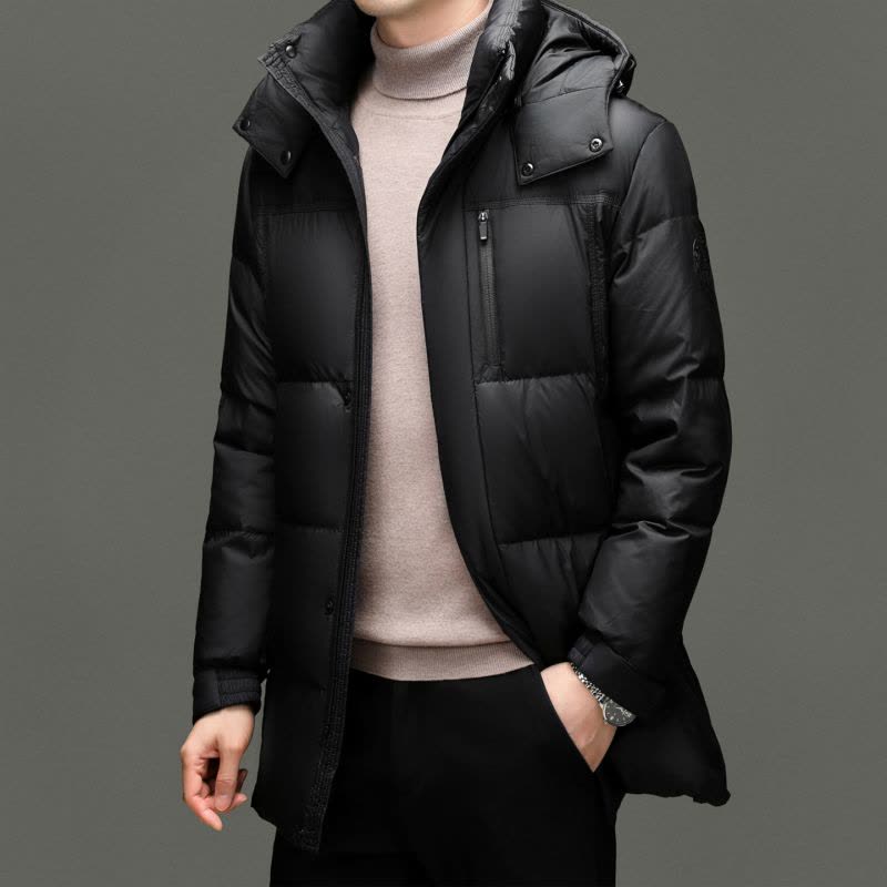 [可拆卸内胆 羽绒新款]秋冬装白鸭绒羽绒服男士极寒保暖爸爸装商务休闲外套夹克男翻领大码新款活里活面羽绒内胆外套男图片