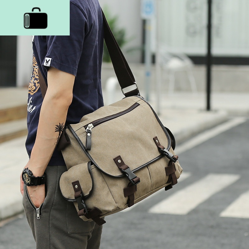 休闲帆布男包潮流单肩包户外运动斜背包男士旅行邮差包斜挎包new lake