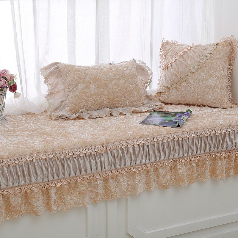 汐岩飘窗垫欧式防滑榻榻米垫四季通用窗台垫阳台垫子可裁剪飘窗坐垫厚 伯爵夫人-香槟色腰枕30*50cm含芯