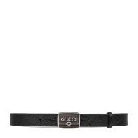 GUCCI 古驰 男款时尚经典纯色细腰带 黑色523311-DJ20N-1000 95