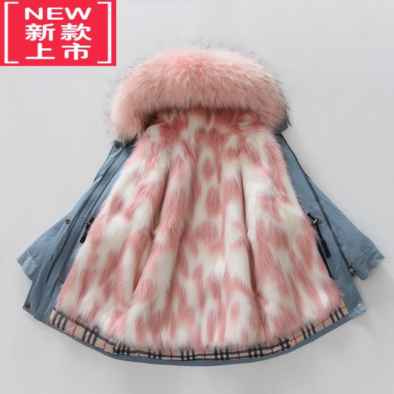 可莉允儿童派克服皮草外套冬棉衣男女童内胆仿狐狸毛宝宝加厚棉服可拆卸图片