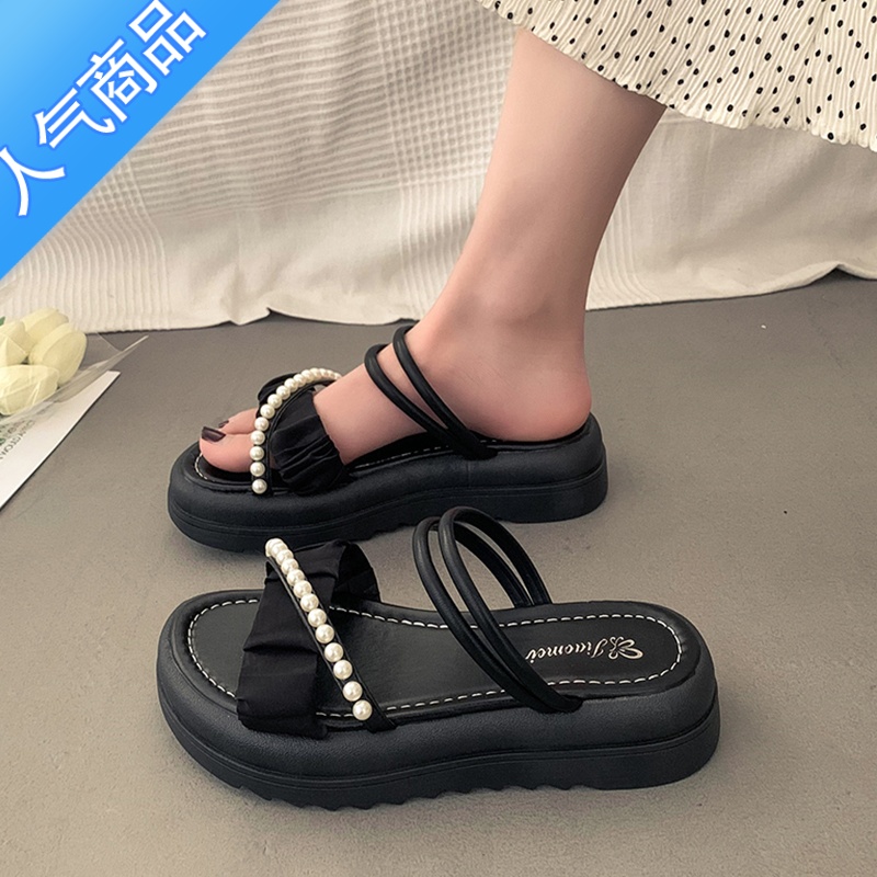 SUNTEK两穿凉拖鞋夏季外穿ins潮2023新款时尚珍珠仙女风配裙子款仙U配高清大图