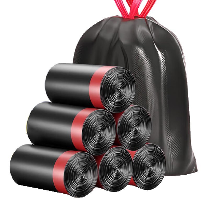 海亚森 M1011 抽绳垃圾袋45*50cm 20L 单面1.5S 30只/卷 垃圾袋(计价单位:卷)黑色高清大图