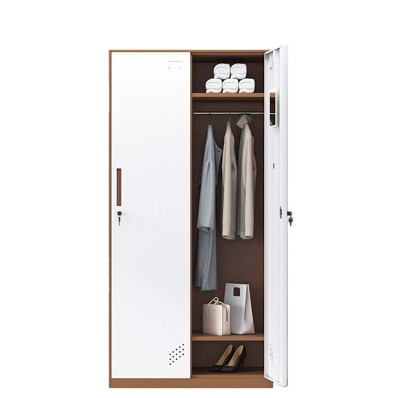 酷美智悦 两门更衣柜咖白色(有定制周期)900*500*1850mm KM-XS513 台高清大图