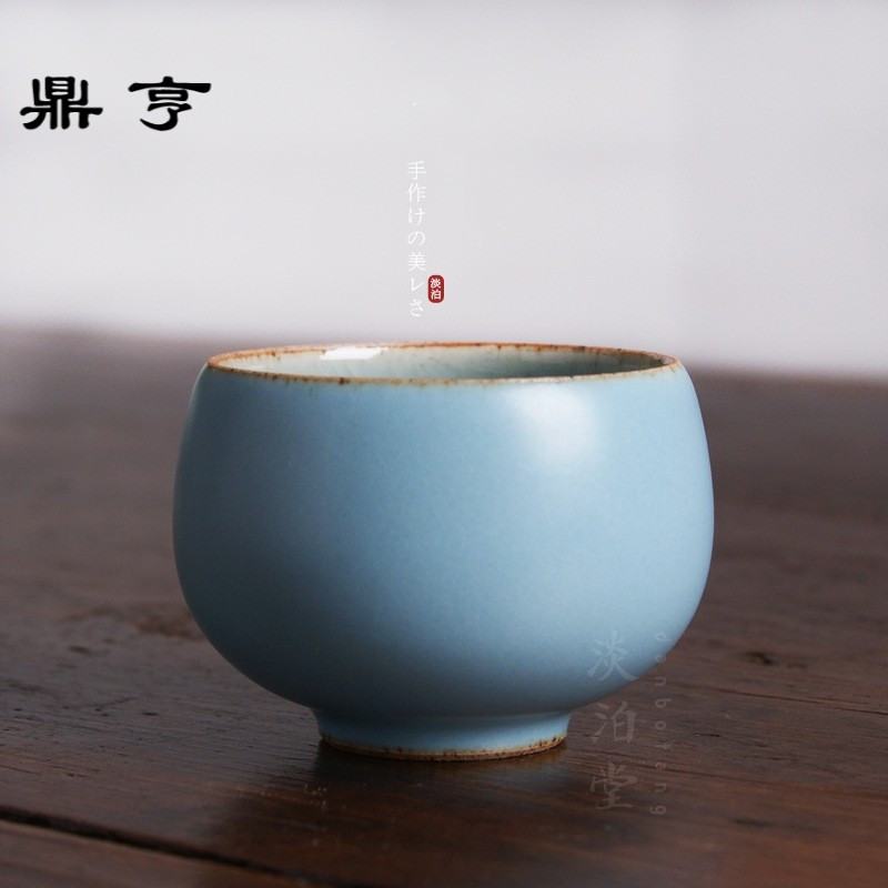 鼎亨青物粉色粗陶茶杯主人杯陶瓷红茶杯景德镇日本茶道小茶杯功夫