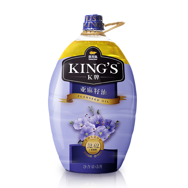 金龙鱼 KING’S 食用油 进口原料 初榨一级亚麻籽油5L