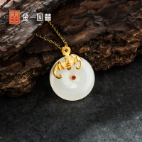 金一国囍足金福从天降女士款和田玉吊坠赠银链(定价)ZJDZ024