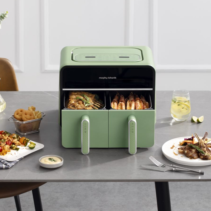 摩飞电器(morphyrichards) 双仓空气炸锅容量4 4升多功能可视智能预约