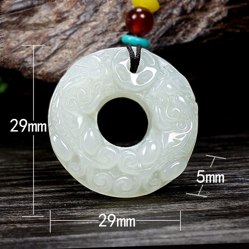 梦玉盈 天然和田玉貔貅平安扣吊坠白玉玉石挂件女士款挂牌吊坠女男士