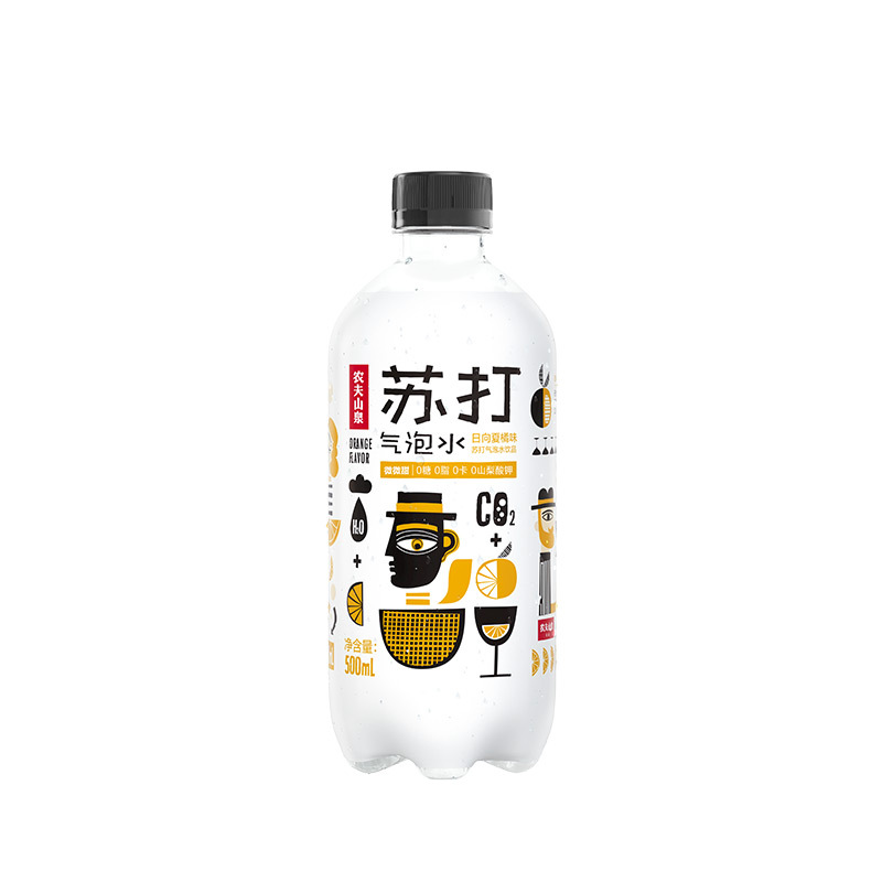 农夫山泉苏打气泡水饮品日向夏橘味500ml*15纸箱装