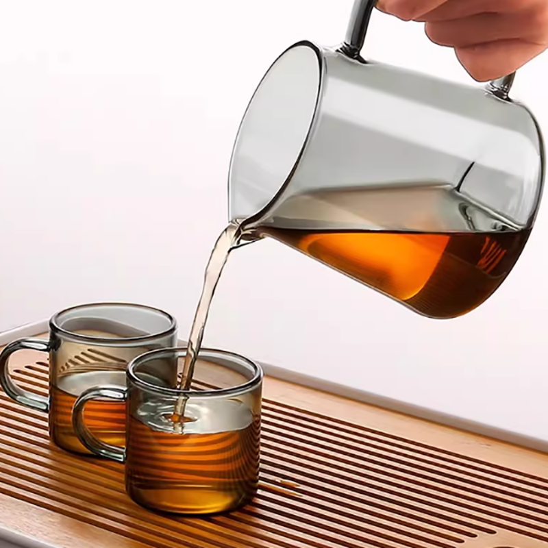 烟灰玻璃300ml分茶器+6个茶杯套装高清大图