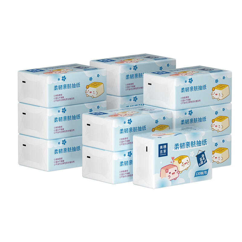 美穗吉家 柔韧亲肤抽纸 原生木浆 3层130抽*12包