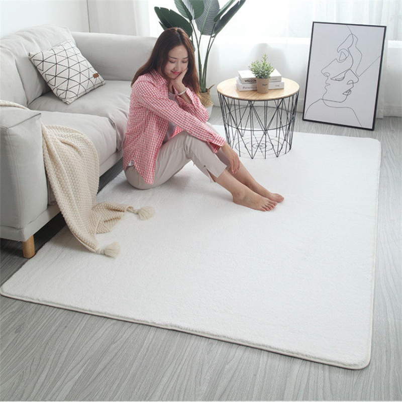 美帮汇加厚超柔棉绒客厅地毯沙发茶几垫卧室满铺床边地毯可机洗定制 纯白色 1.6M×2.3M现货