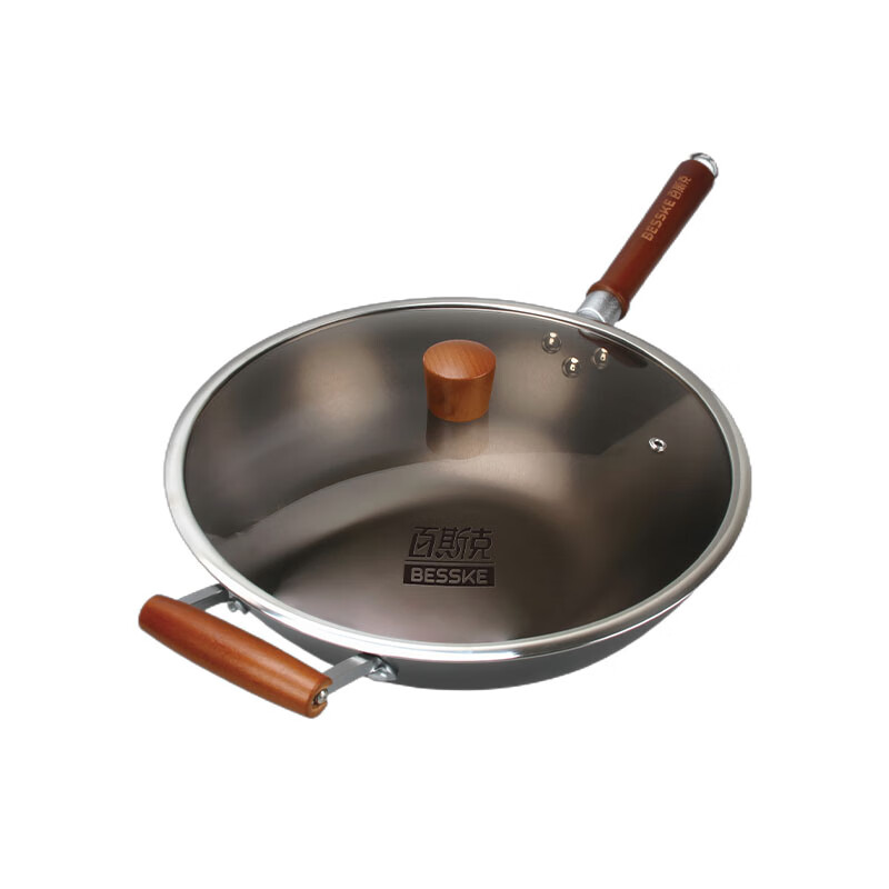 百斯克BSK-GC231506尚品生活410不锈钢蜂窝物理不粘炒锅32cm(单位:个)