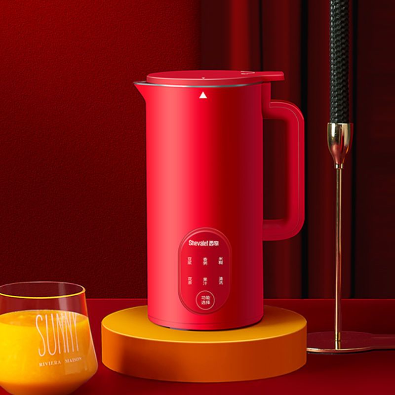 迷你豆浆机家用小容量小型全自动多功能加热免滤料理破壁机红色