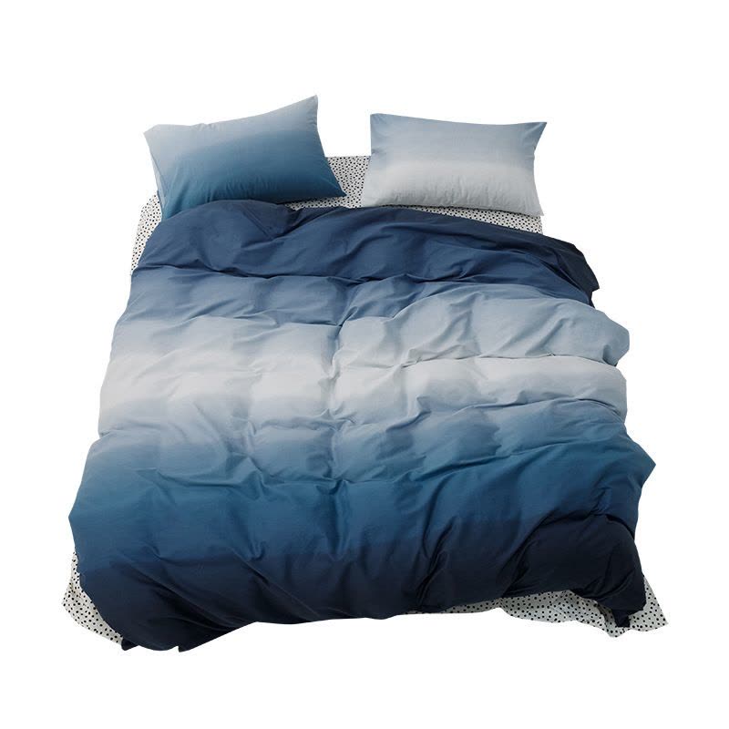 渐变色四件套40支全棉被套南通床单被套床上三件套床笠图片