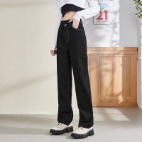 唐狮新款牛仔裤女高腰显瘦显高直筒百搭拖地裤宽松潮阔腿裤子