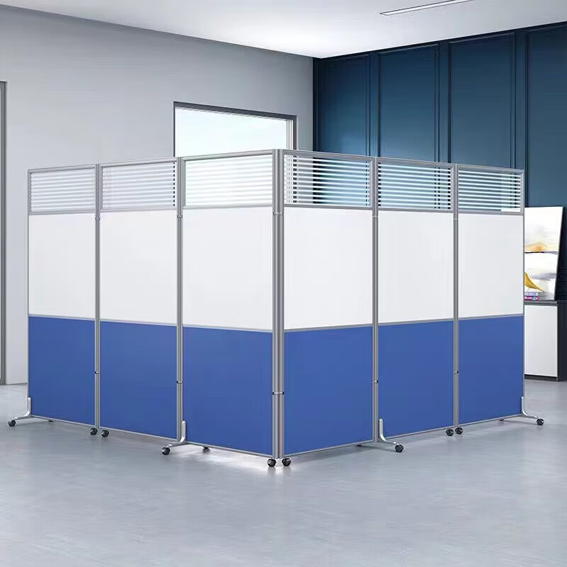 苏宁 质凡 办公室屏风隔断活动挡板可折叠移动(全板式)高清大图