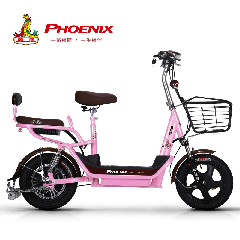 PHOENIX 凤凰电动自行车48V14寸电瓶车男女减震迷你型电动车